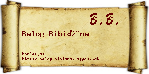 Balog Bibiána névjegykártya